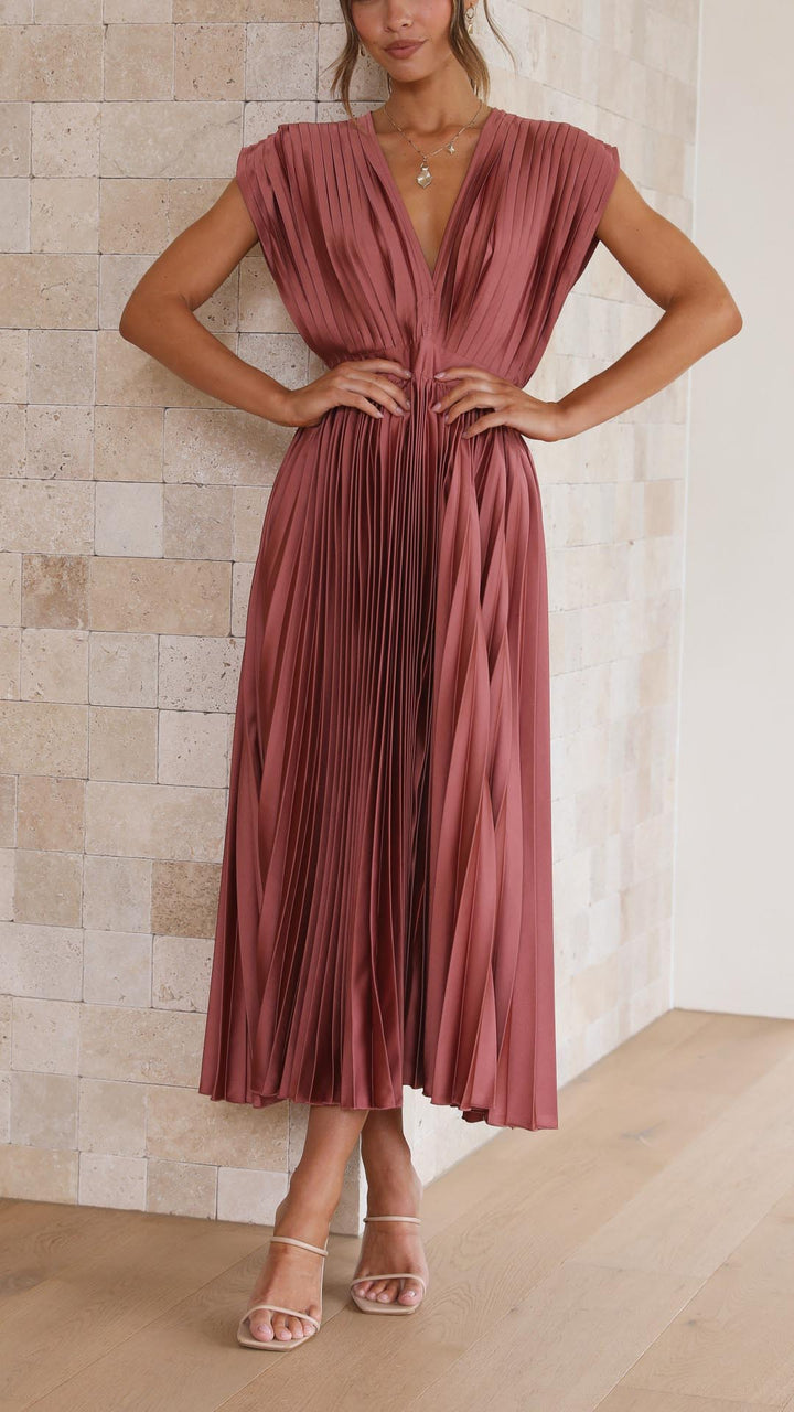 Adeline | Women's Wedding Guest Pleated Midi-Dress