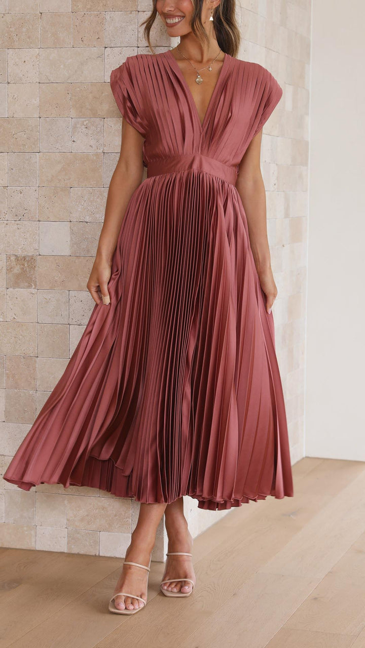 Adeline | Women's Wedding Guest Pleated Midi-Dress