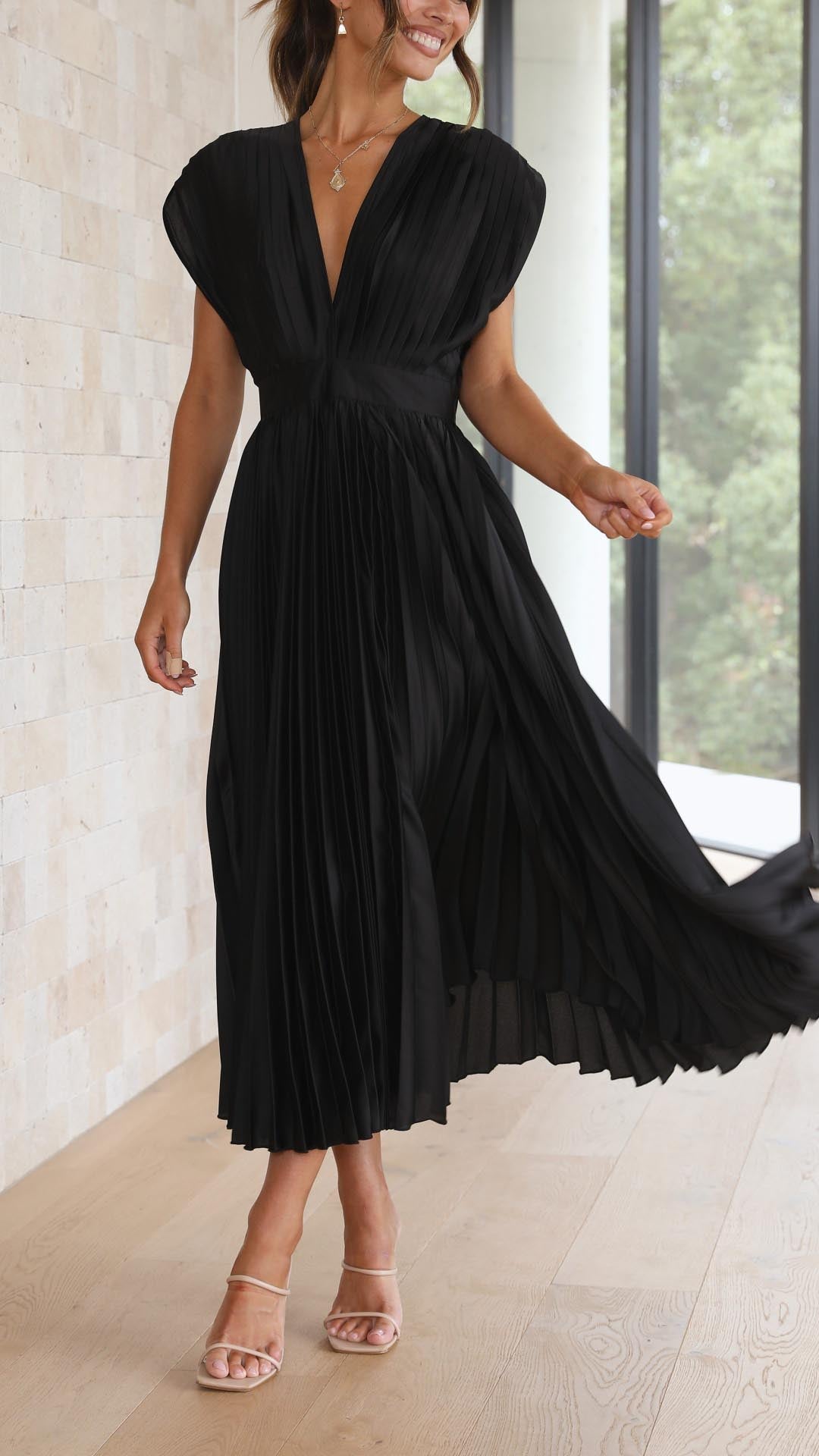 Adeline | Women's Wedding Guest Pleated Midi-Dress