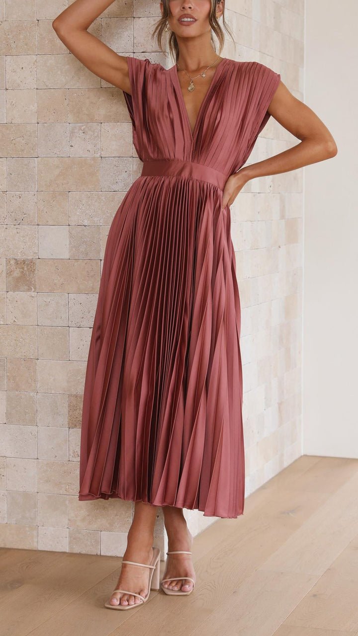 Adeline | Women's Wedding Guest Pleated Midi-Dress
