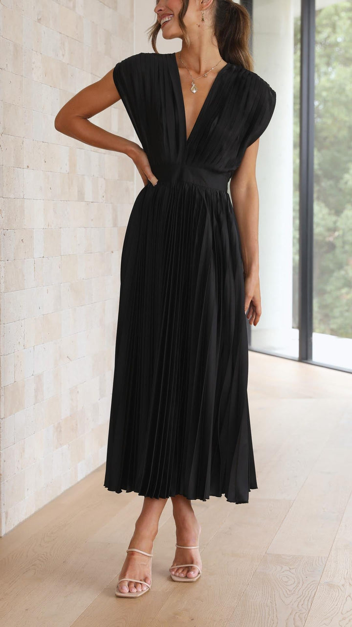 Adeline | Women's Wedding Guest Pleated Midi-Dress