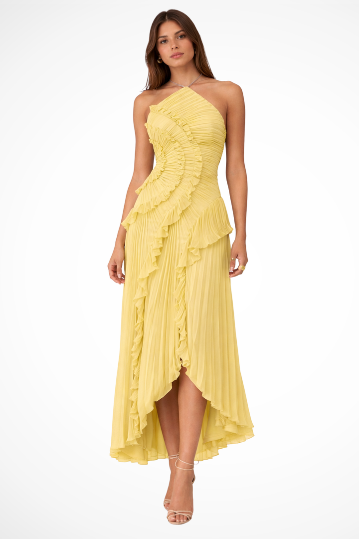 Amelia | Elegant Women's Wedding Guest Ruffled Maxi-Dress