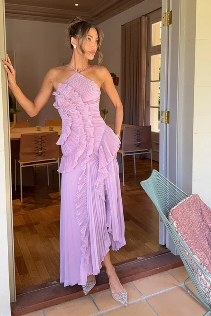 Amelia | Elegant Women's Wedding Guest Ruffled Maxi-Dress