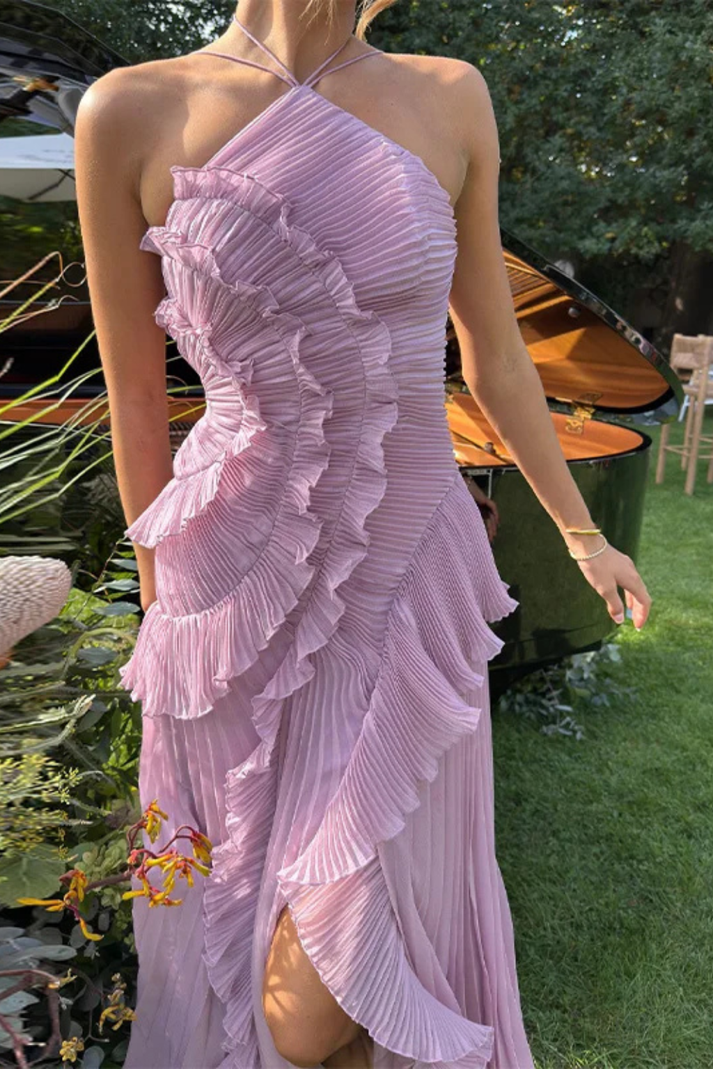 Amelia | Elegant Women's Wedding Guest Ruffled Maxi-Dress