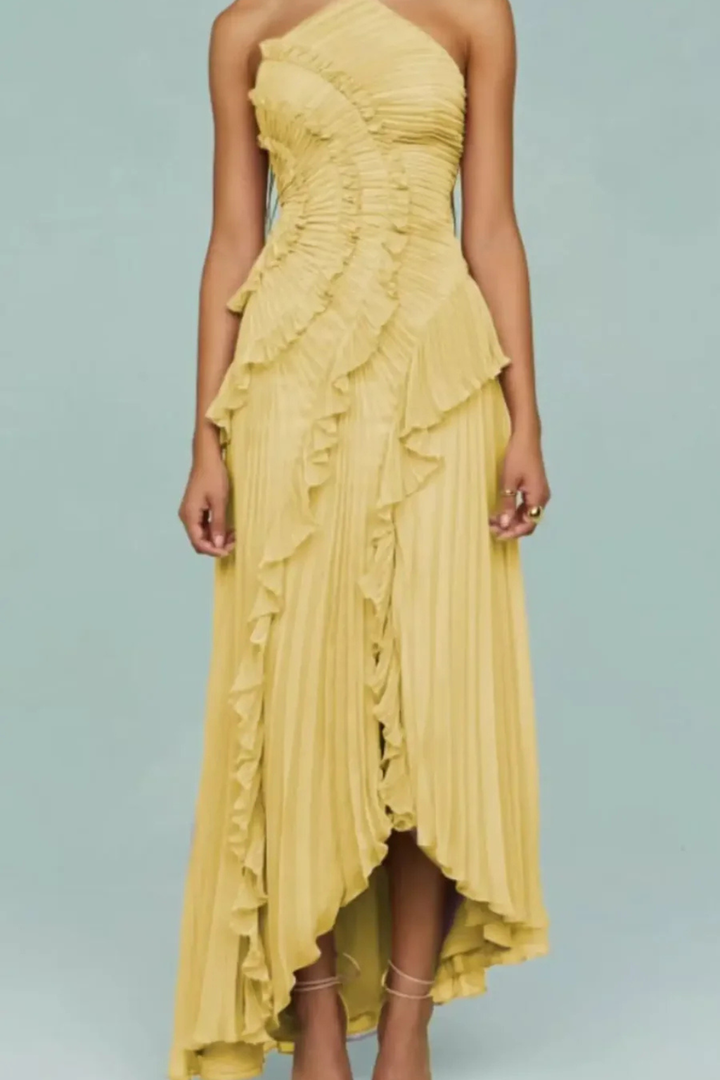 Amelia | Elegant Women's Wedding Guest Ruffled Maxi-Dress