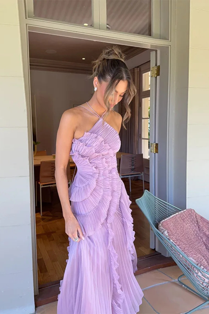 Amelia | Elegant Women's Wedding Guest Ruffled Maxi-Dress