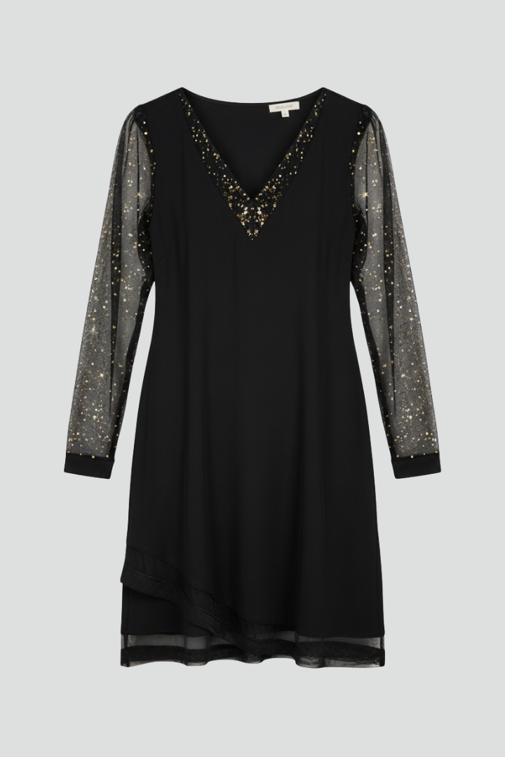 Aveline | Women's V Neck Sequin Sleeve Cocktail Dress