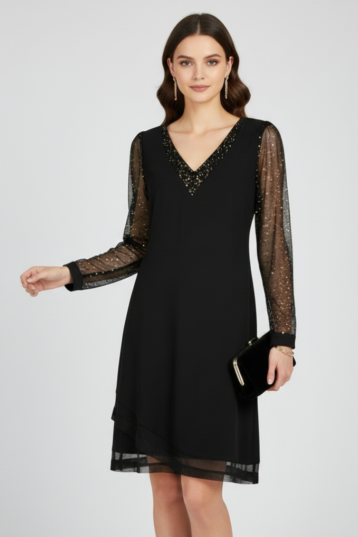 Aveline | Women's V Neck Sequin Sleeve Cocktail Dress