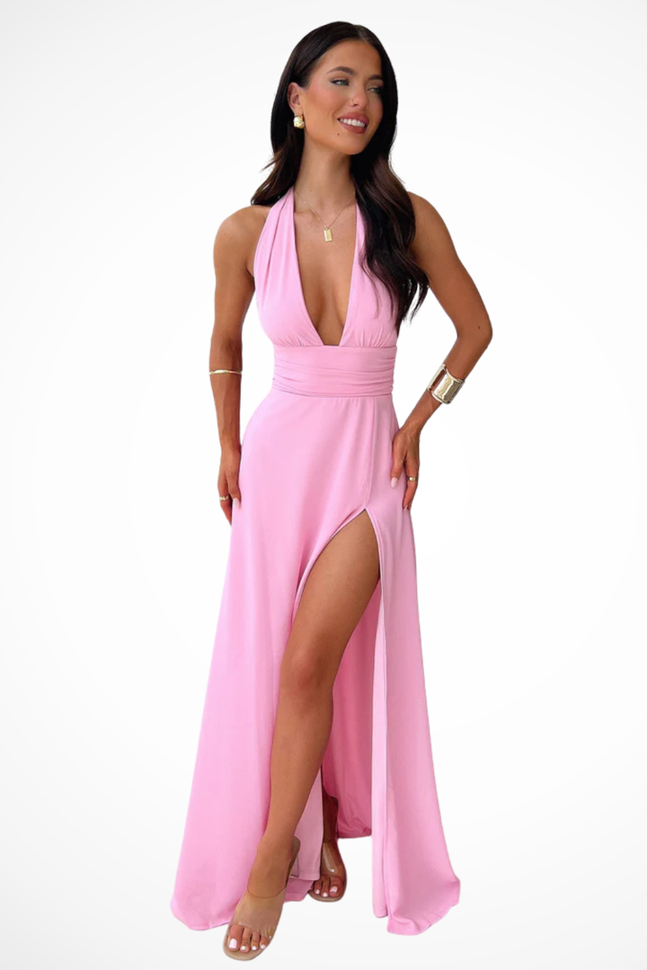 Beatrice | Women's Wedding Guest Halter Neck Maxi-Dress