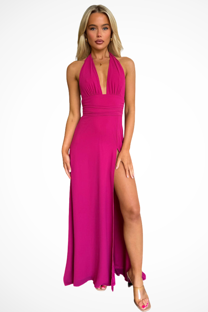 Beatrice | Women's Wedding Guest Halter Neck Maxi-Dress