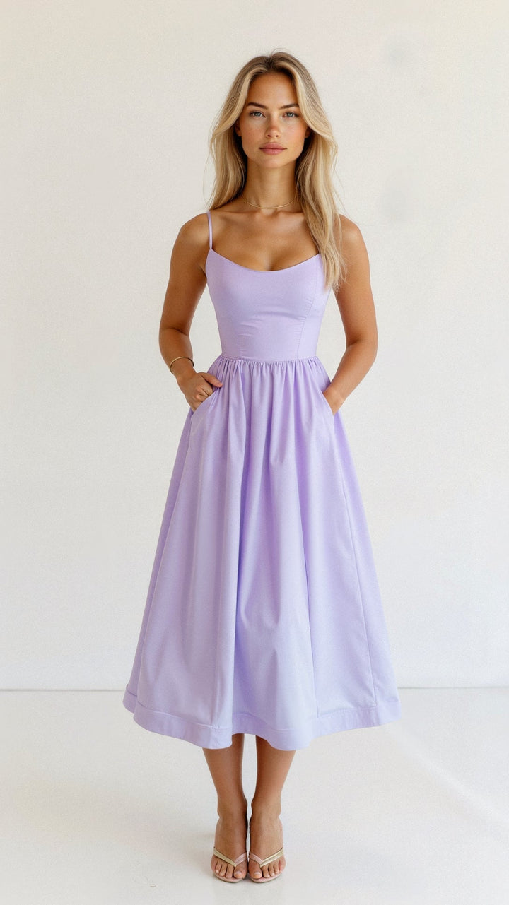 Constance | Women's Wedding Guest A-Line Cocktail Midi Dress