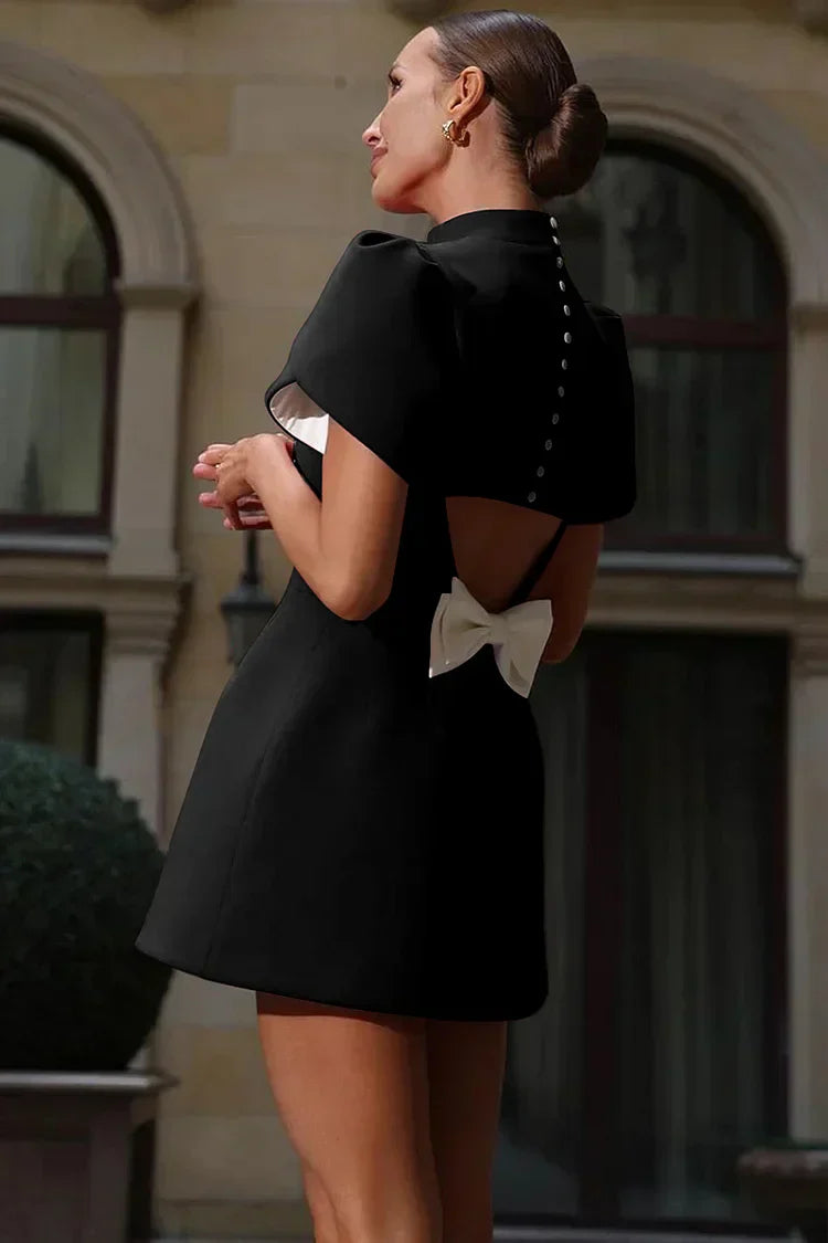 Emily | Elegant Women's 2026 Graduation Chic Bow Mini-Dress