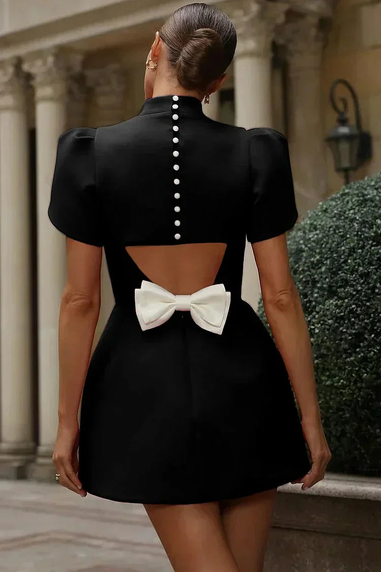 Emily | Elegant Women's 2026 Graduation Chic Bow Mini-Dress