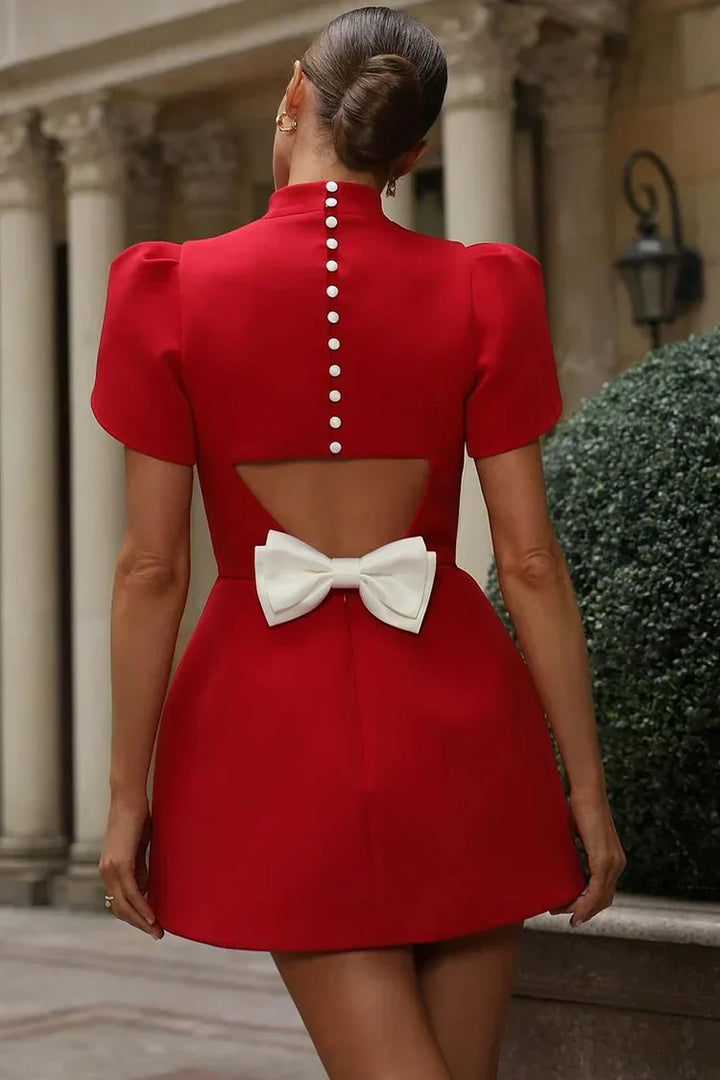 Emily | Elegant Women's 2026 Graduation Chic Bow Mini-Dress