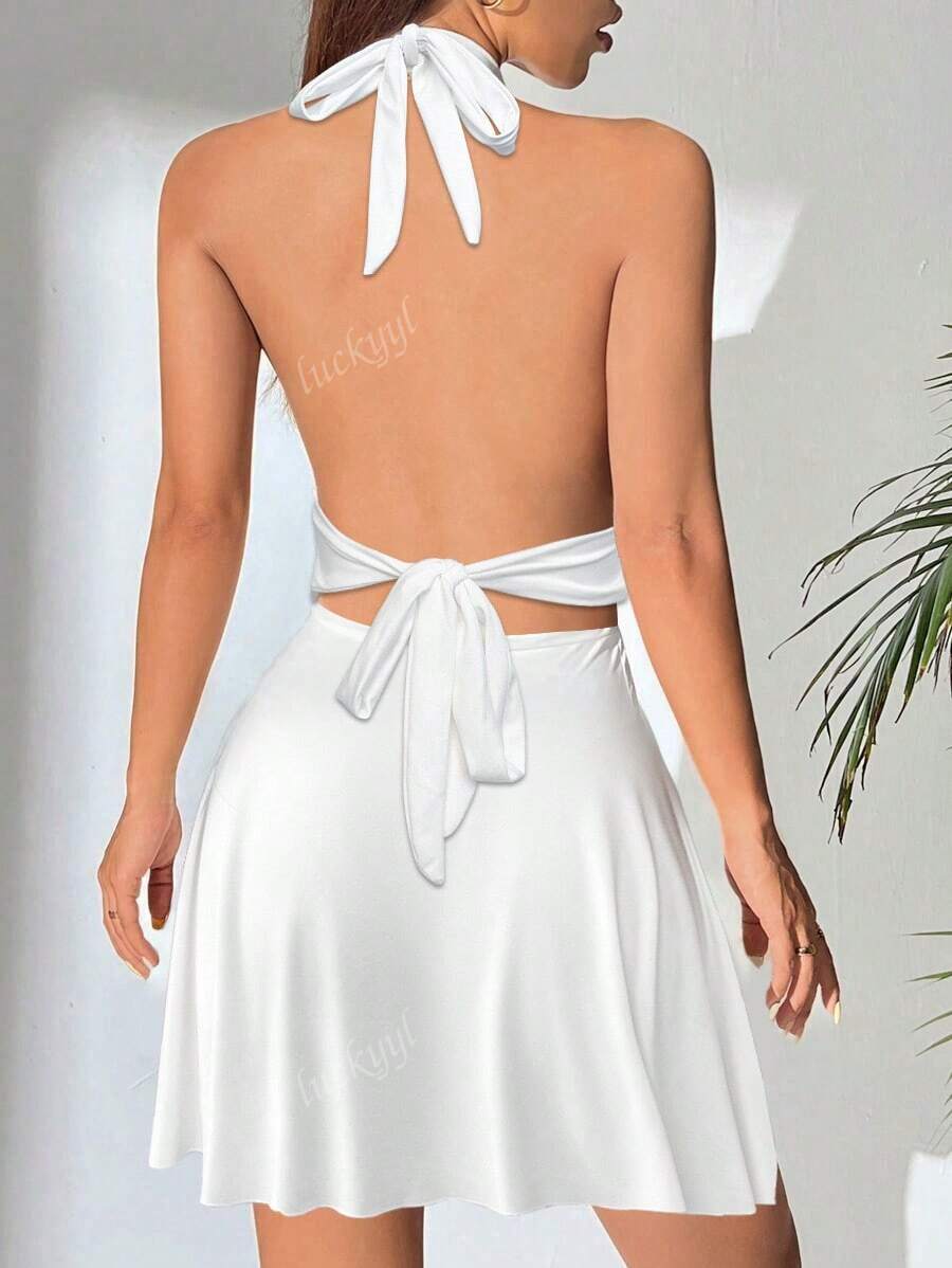 Freya | Elegant Women's 2026 Graduation Halter Neck Mini-Dress
