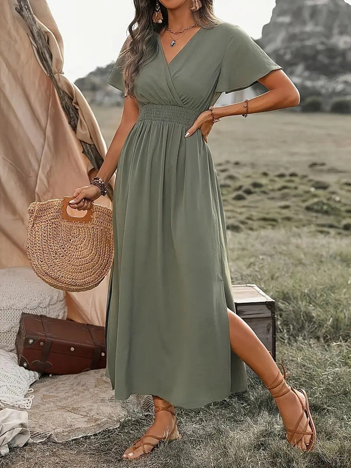 Imogen | Elegant Women's 2026 Graduation Short-Sleeved Midi-Dress