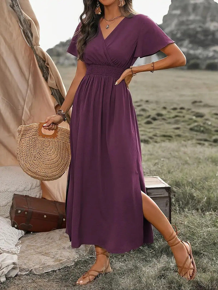 Imogen | Elegant Women's 2026 Graduation Short-Sleeved Midi-Dress
