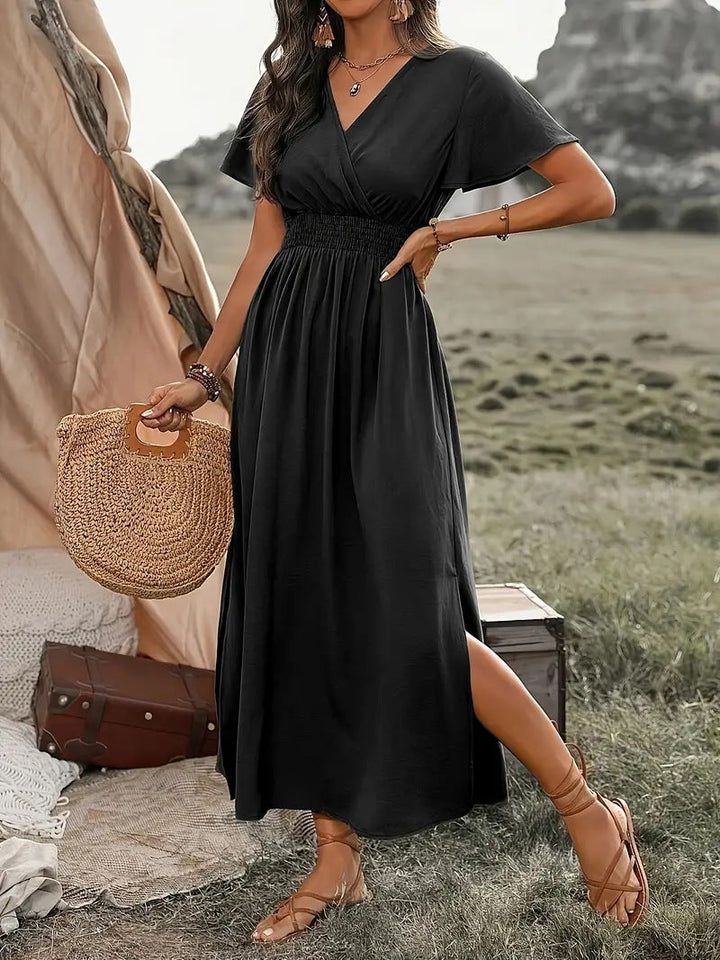 Imogen | Elegant Women's 2026 Graduation Short-Sleeved Midi-Dress