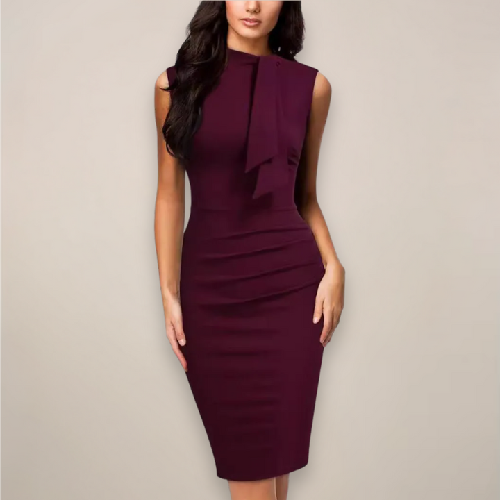 Isla | Elegant Women's 2026 Graduation V-Neck Midi-Dress