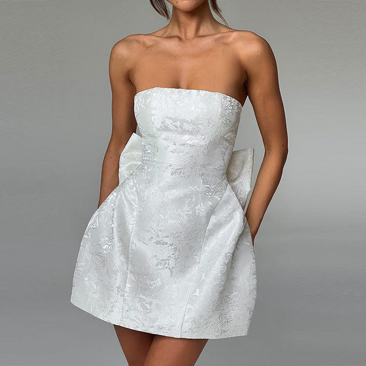 Olivia | Elegant Women's 2026 Graduation Bow Mini Dress