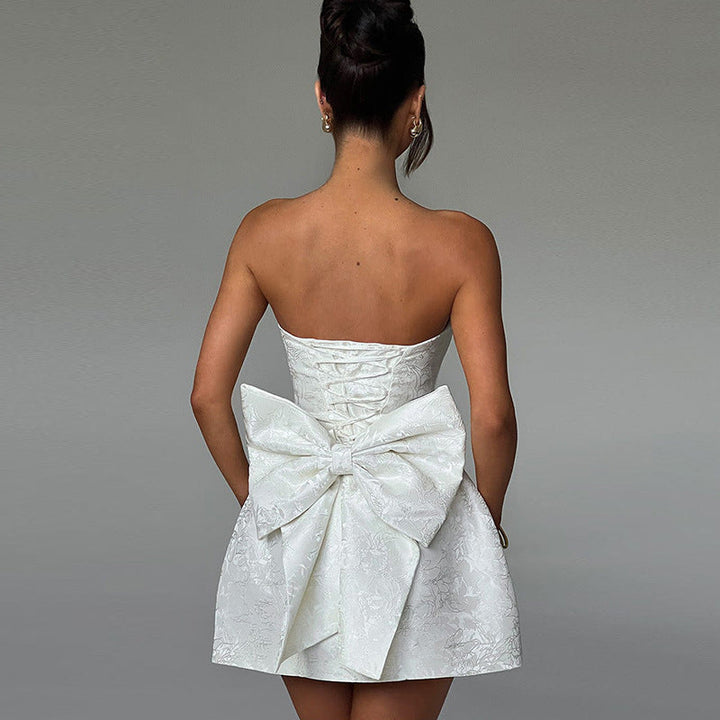 Olivia | Elegant Women's 2026 Graduation Bow Mini Dress