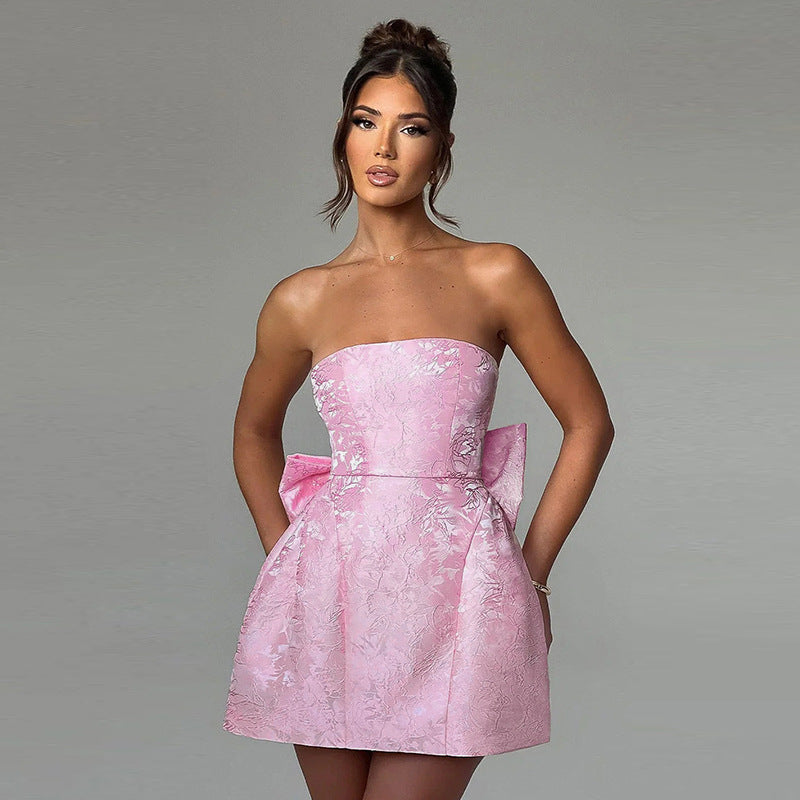 Olivia | Elegant Women's 2026 Graduation Bow Mini Dress