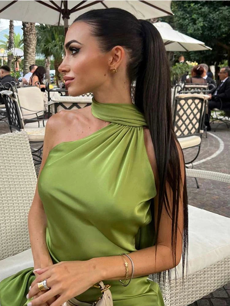 Olivia | Elegant Women's 2026 Graduation Off-Shoulder Sleeveless Maxi-Dress