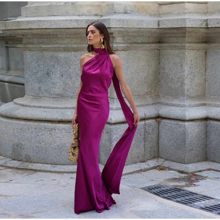 Olivia | Elegant Women's 2026 Graduation Off-Shoulder Sleeveless Maxi-Dress