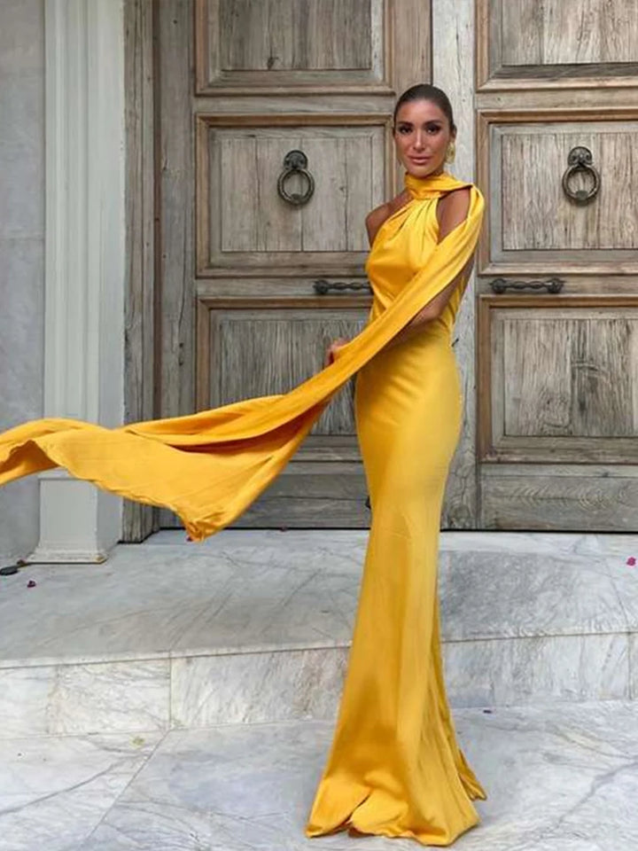 Olivia | Elegant Women's 2026 Graduation Off-Shoulder Sleeveless Maxi-Dress