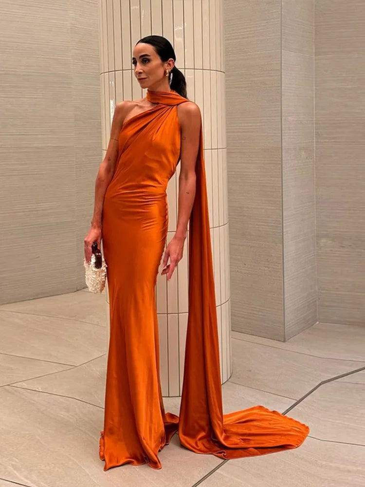 Olivia | Elegant Women's 2026 Graduation Off-Shoulder Sleeveless Maxi-Dress