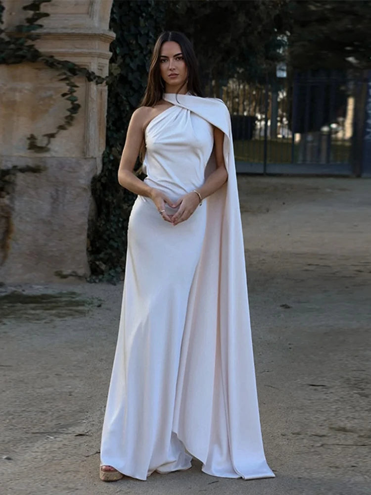 Olivia | Elegant Women's 2026 Graduation Off-Shoulder Sleeveless Maxi-Dress