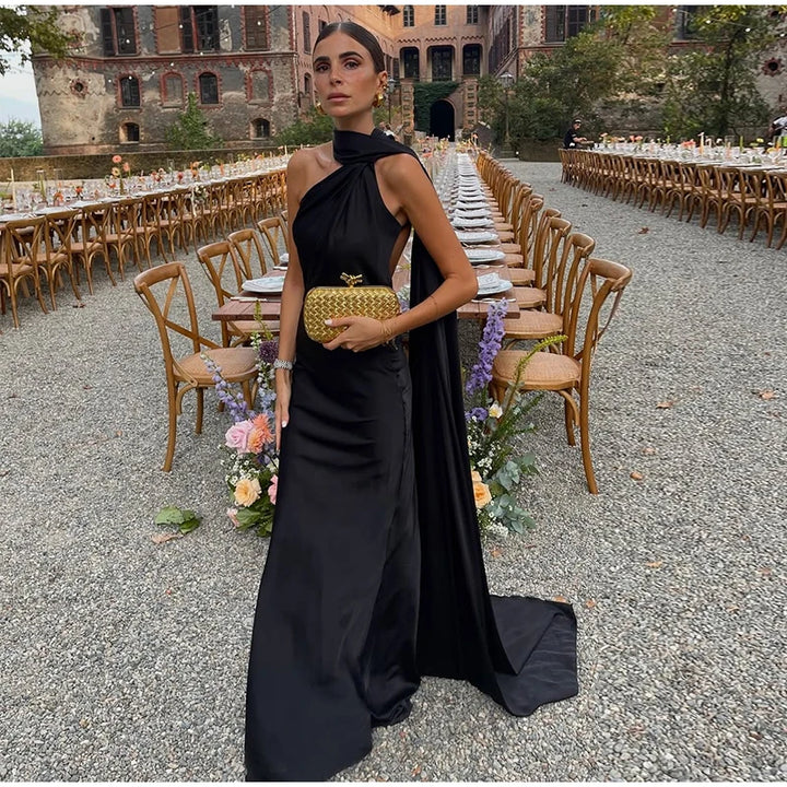 Olivia | Elegant Women's 2026 Graduation Off-Shoulder Sleeveless Maxi-Dress