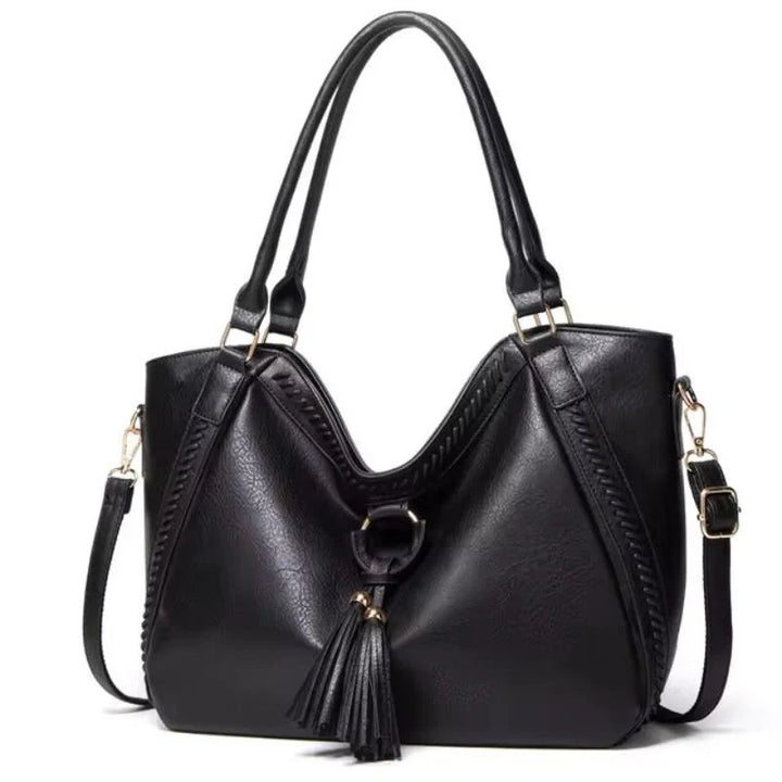 Women’s Large Bucket Bag | PU Leather Commuting Bag | Retro Tassel Style