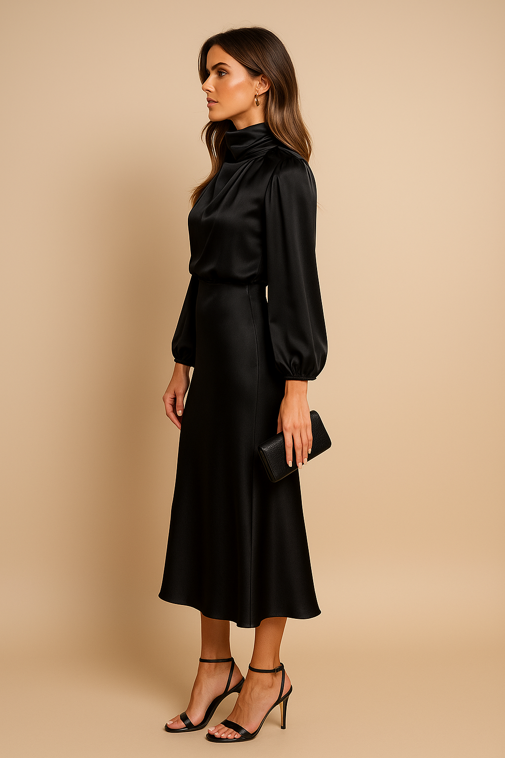 Scarlett | Elegant Women's 2026 Graduation High-Neck Midi-Dress