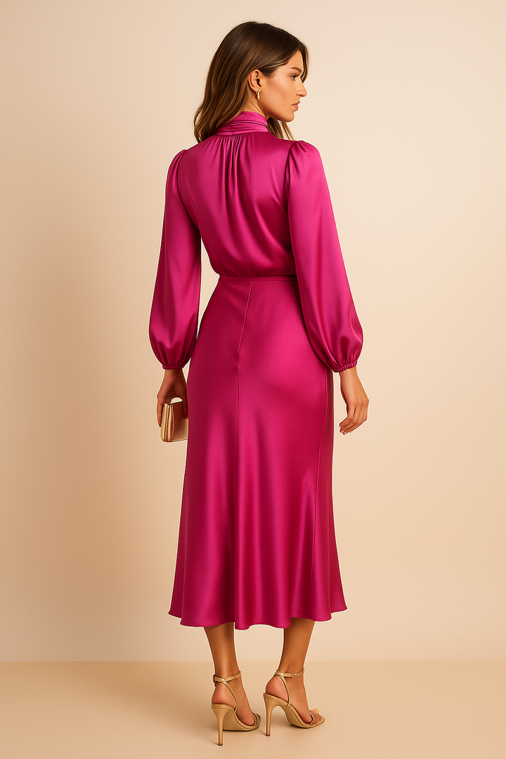 Scarlett | Elegant Women's 2026 Graduation High-Neck Midi-Dress