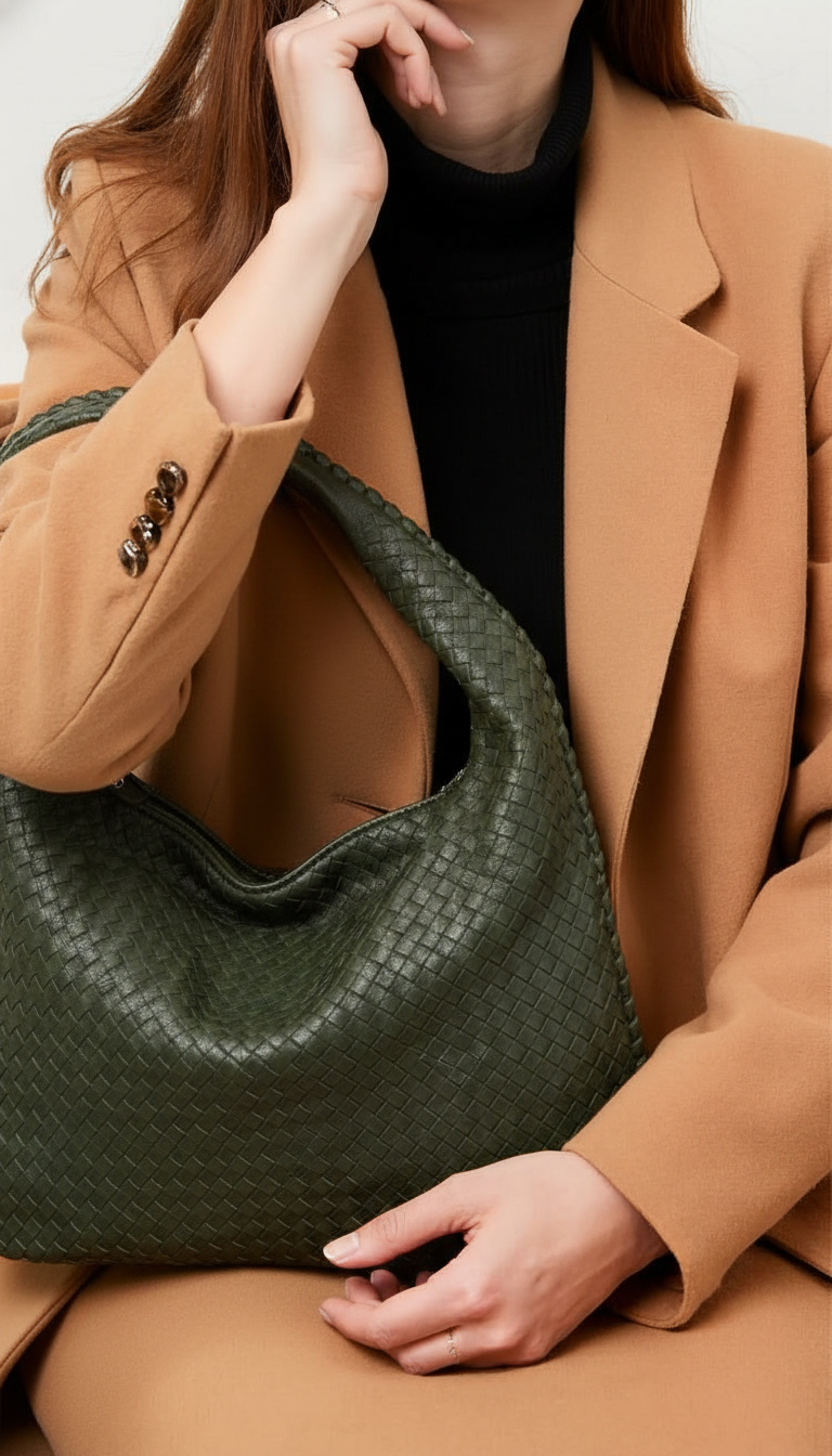 Crescent Bag – Woven Detail, Oversized Shape, Minimalist