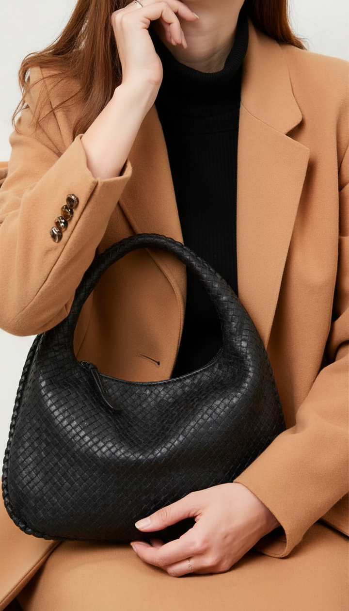 Crescent Bag – Woven Detail, Oversized Shape, Minimalist