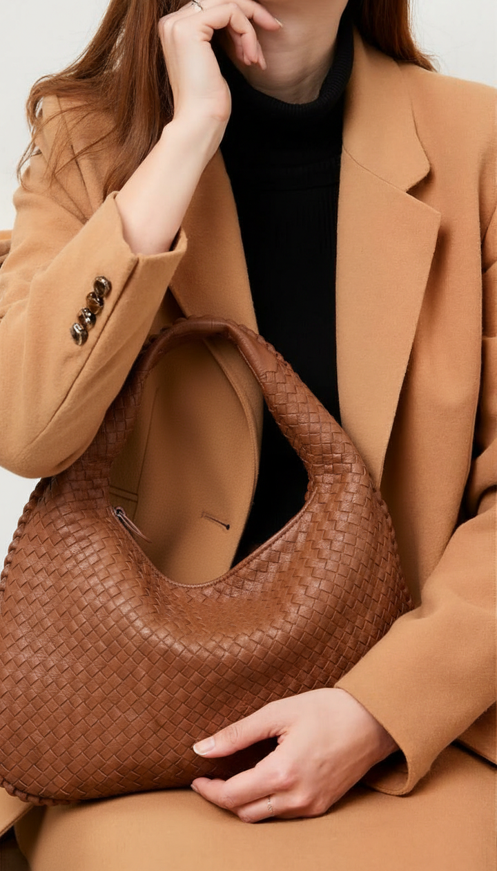 Crescent Bag – Woven Detail, Oversized Shape, Minimalist