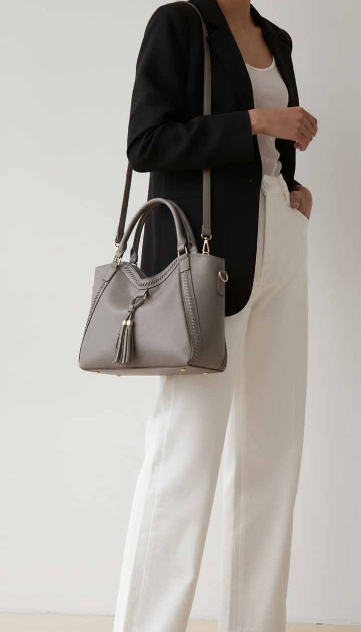 Women’s Large Bucket Bag | PU Leather Commuting Bag | Retro Tassel Style